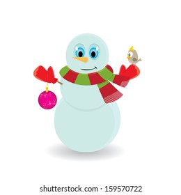 Vector snowman isolated on white. vector merry christmas background for greeting card or banner