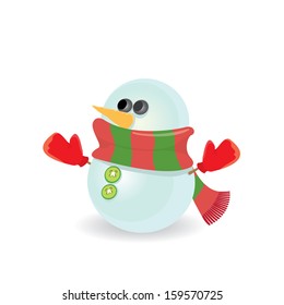 Vector snowman isolated on white. vector merry christmas background for greeting card or banner