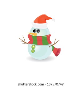Vector snowman isolated on white. vector merry christmas background for greeting card or banner