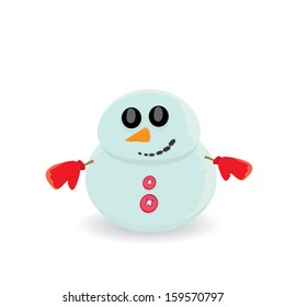 Vector snowman isolated on white. vector merry christmas background for greeting card or banner