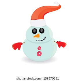 Vector snowman isolated on white. vector merry christmas background for greeting card or banner