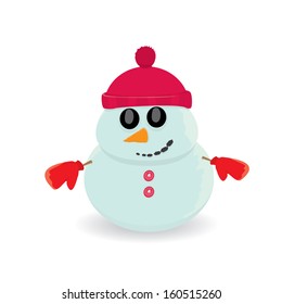 Vector snowman isolated on white. vector merry christmas background for greeting card or banner
