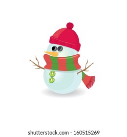 Vector snowman isolated on white. vector merry christmas background for greeting card or banner