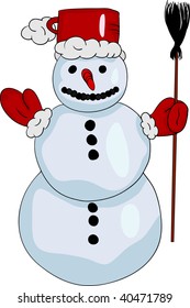 vector - un muñeco de nieve como santa claus