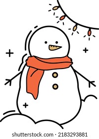 Vector snowman line art, christmas icon