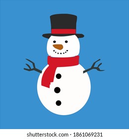 Vector of snowman on blue background.