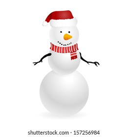 Vector Snowman On White Background