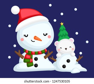 ein Schneemann mit einem Eisbär