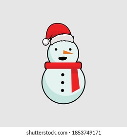 vector of snowman with red hat