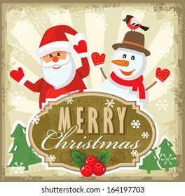 vector snowman, Santa Claus and new year