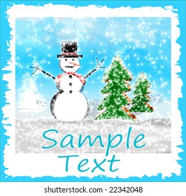 Vector Snowman Scene Card