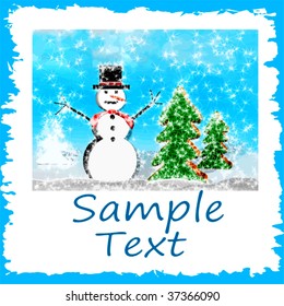 Tarjeta de escenas del Vector Snowman