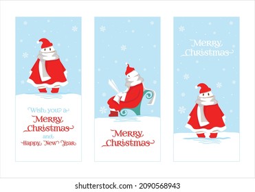 Vector snowman set. Cute Christmas santa claus pattern. Illustration for Christmas design. Cute christmas gnomes flat vector illustrations set for winter holidays collection