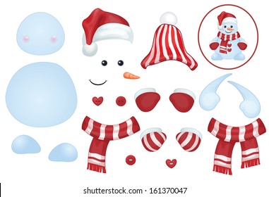 Vector snowman template, make own snowman.