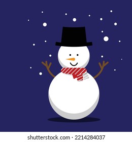 snowman vectorial con una bufanda roja