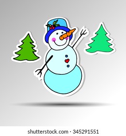 vector snowman xmas christmas illustration white holiday