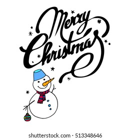 vector snowman xmas christmas illustration white holiday