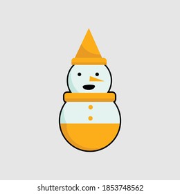 vector snowman with yellow hat
