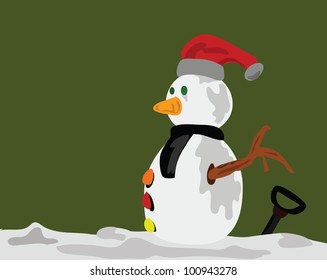 Vector - Snowman,A snowman in the winter.