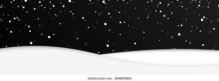 Vector snowy land on isolated transparent background. Snowdrift PNG, winter, winter landscape, PNG. Christmas background.