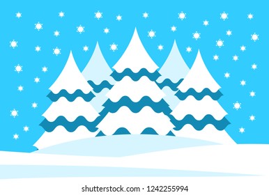 vector snowy wood in the winter