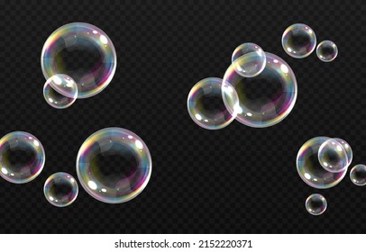 Vector Soap Bubble. Realistic Soap Bubble Png, Glare. Bubbles Png. Powder, Soap, Detergent.