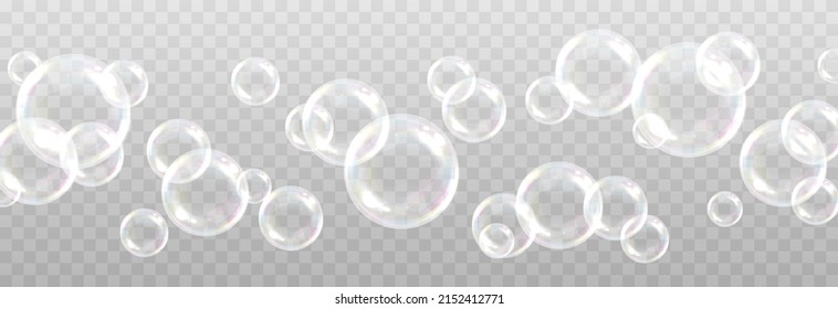 Vector Soap Bubble. Realistic Soap Bubble Png, Glare. Bubbles Png. Powder, Soap, Detergent.