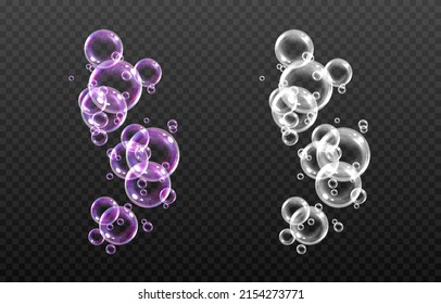 Vector Soap Bubble. Realistic Soap Bubble Png, Glare. Bubbles Png. Powder, Soap, Detergent.