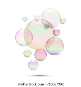 Vector soap bubbles isolated on white background.