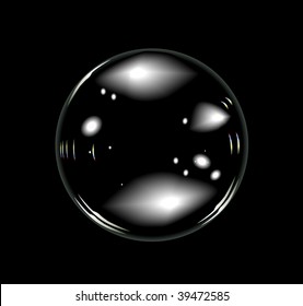 Vector of soap bubbles on balck background. No transparency and effects.