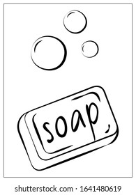 Vector soap with foam flat icon. Single high quality outline symbol of soap for web design or mobile app. Thinline signs of soap with bubbles for design logo, visit card, etc.