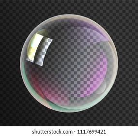 Vector Soap Water Bubbles. Transparent Isolated Realistic Design Elements. Can be used with any Background.