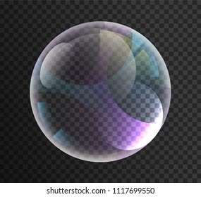 Vector Soap Water Bubbles. Transparent Isolated Realistic Design Elements. Can be used with any Background.