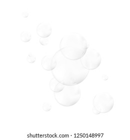 Vector Soap Water Bubbles. Transparent Isolated Realistic Design Elements. Can be used with any Background