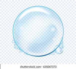 Vector Soap Water Bubbles. Transparent Isolated Realistic Design Elements. Can be used with any Background.