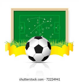 vector soccer ball with board and grass on white