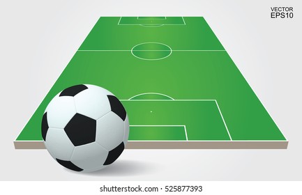  Vector soccer ball  and soccer field on white background.