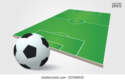  Vector soccer ball  and soccer field on white background.