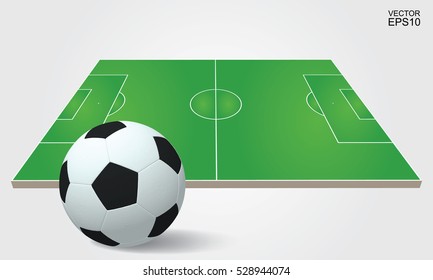  Vector soccer ball  and soccer field on white background.
