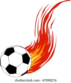 the vector soccer ball with fire