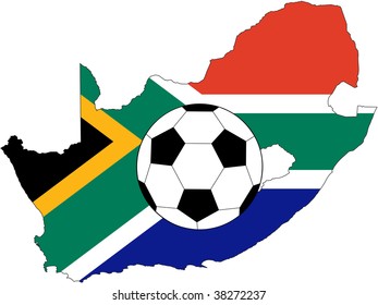 vector of soccer ball with flag of South Africa