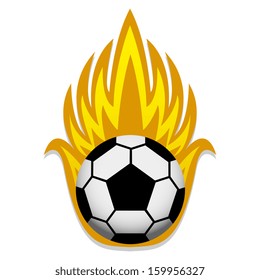 Vector Soccer Ball In Flames Icon Isolated