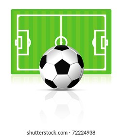 vector soccer ball with green field on white