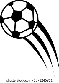 Vector Soccer Ball Icon, clipping path isolated on a transparent background with the entire depth of field, Speeding footballs represented by dynamic soccer ball design features, for mobile apps.