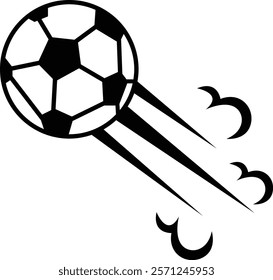 Vector Soccer Ball Icon, clipping path isolated on a transparent background with the entire depth of field, Speeding footballs represented by dynamic soccer ball design features, for mobile apps.