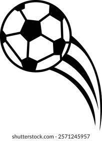 Vector Soccer Ball Icon, clipping path isolated on a transparent background with the entire depth of field, Speeding footballs represented by dynamic soccer ball design features, for mobile apps.