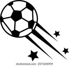 Vector Soccer Ball Icon, clipping path isolated on a transparent background with the entire depth of field, Speeding footballs represented by dynamic soccer ball design features, for mobile apps.