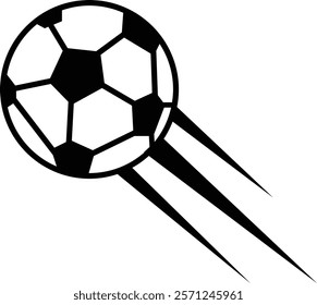 Vector Soccer Ball Icon, clipping path isolated on a transparent background with the entire depth of field, Speeding footballs represented by dynamic soccer ball design features, for mobile apps.