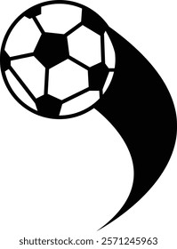 Vector Soccer Ball Icon, clipping path isolated on a transparent background with the entire depth of field, Speeding footballs represented by dynamic soccer ball design features, for mobile apps.