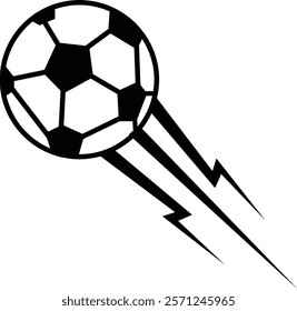 Vector Soccer Ball Icon, clipping path isolated on a transparent background with the entire depth of field, Speeding footballs represented by dynamic soccer ball design features, for mobile apps.